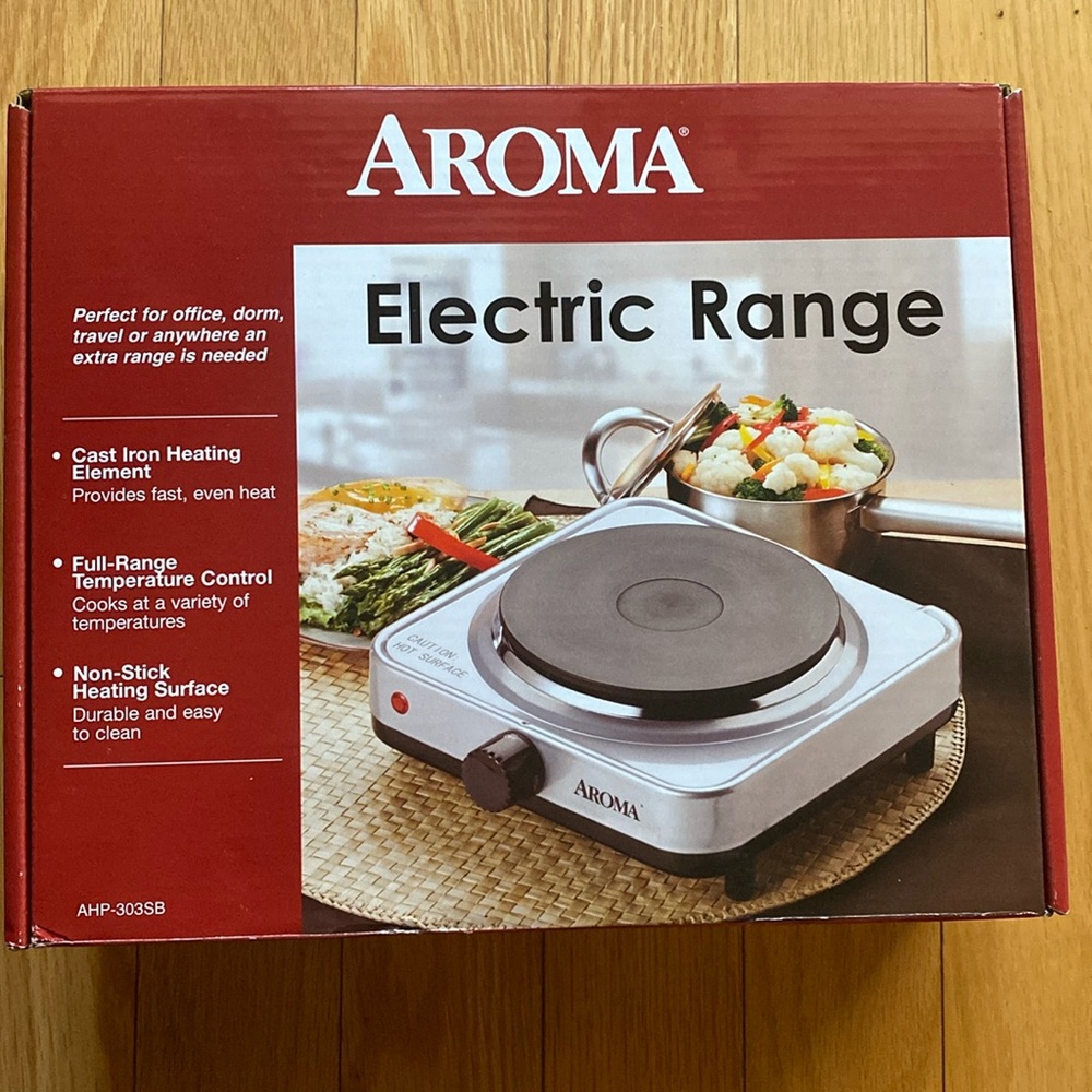 Aroma electric range. Cast-iron heating element. Nonstick heating surface. NIB